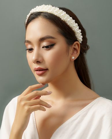  CECI - Băng đô cài tóc nữ bản dày đính hạt sang trọng 