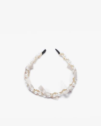  CECI - Băng đô cài tóc nữ ngọc trai buộc vải thời trang 