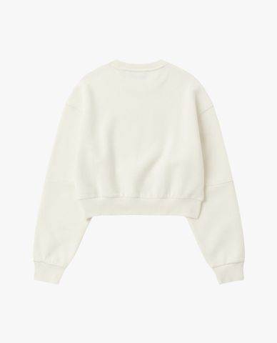  NERDY - Áo sweatshirt nữ cổ tròn tay dài phom croptop Lovely Letter Brushed 
