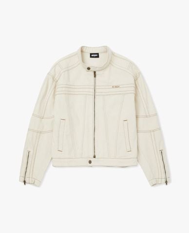  NERDY - Áo khoác denim unisex cổ trụ tay dài NY Biker 