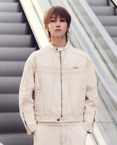  NERDY - Áo khoác denim unisex cổ trụ tay dài NY Biker 