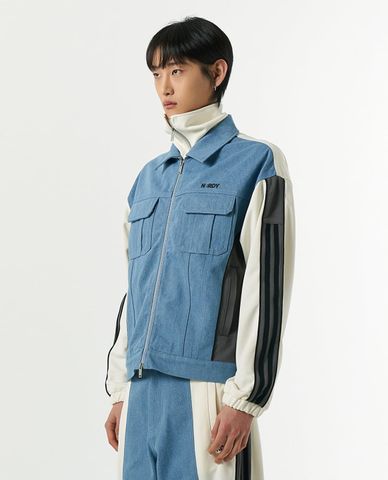  NERDY - Áo khoác denim unisex cổ bẻ tay dài Denim Mix 