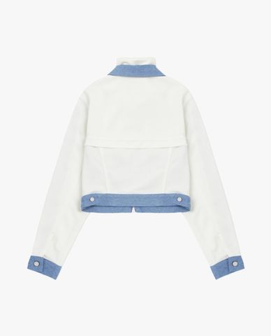  NERDY - Áo khoác denim nữ tay dài phom croptop Mix Track 