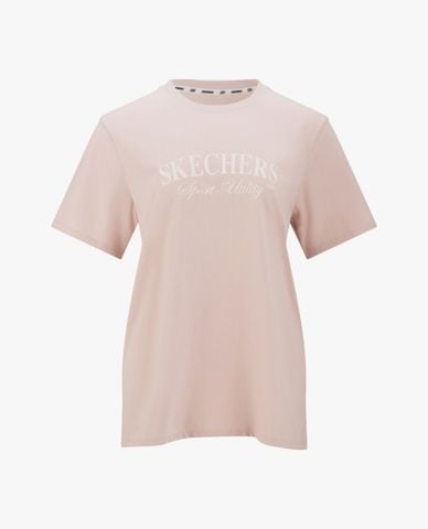  SKECHERS - Áo thun nữ cổ tròn tay ngắn Academia Iconic 