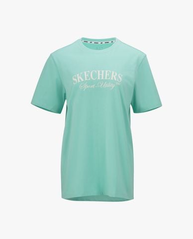  SKECHERS - Áo thun nữ cổ tròn tay ngắn Academia Iconic 