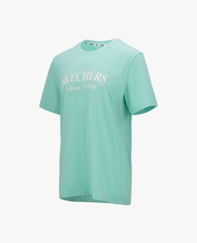  SKECHERS - Áo thun nữ cổ tròn tay ngắn Academia Iconic 