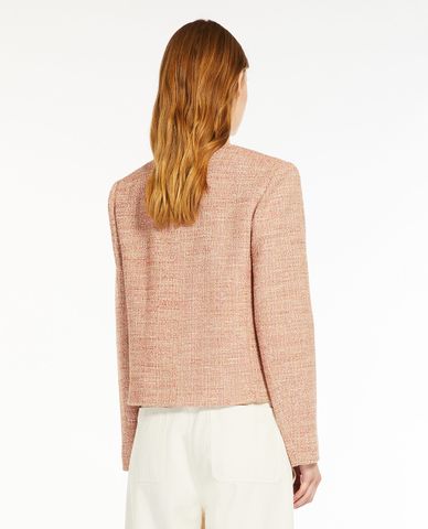  WEEKEND MAX MARA - Áo khoác tweed cổ tròn tay dài phối nút nổi bật Leda 