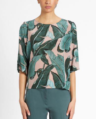  WEEKEND MAX MARA - Áo kiểu nữ cổ tròn phom suông Silk Crepe De Chine 