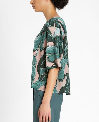  WEEKEND MAX MARA - Áo kiểu nữ cổ tròn phom suông Silk Crepe De Chine 