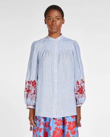  WEEKEND MAX MARA - Áo sơ mi nữ cổ trụ tay dài Legno 