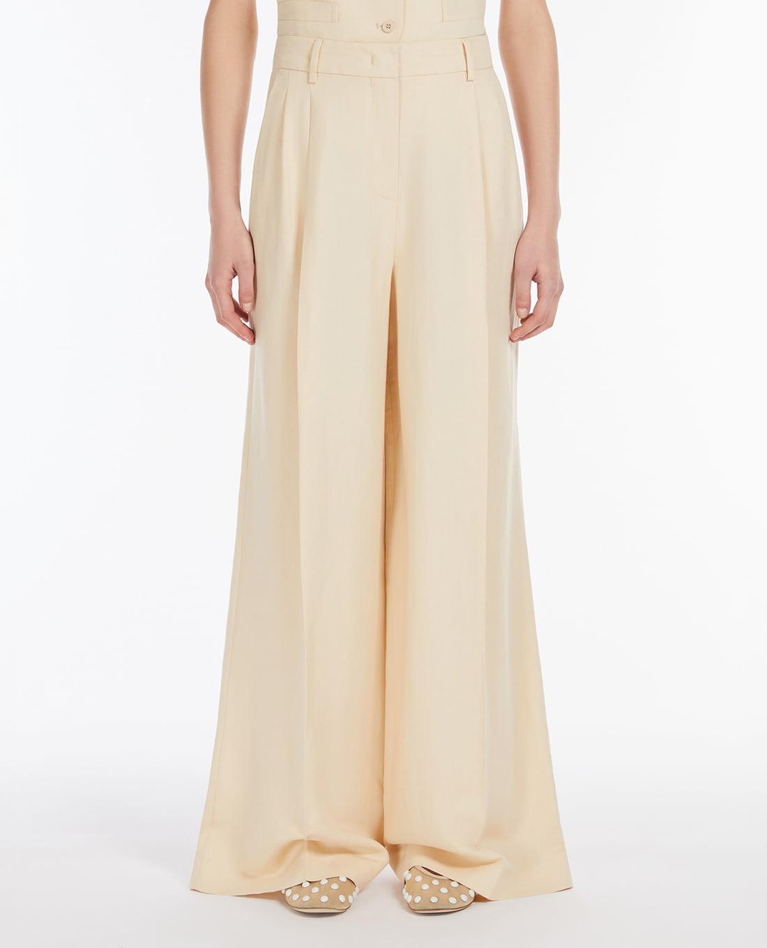 WEEKEND MAX MARA - Quần nữ ống rộng xếp li Veliero