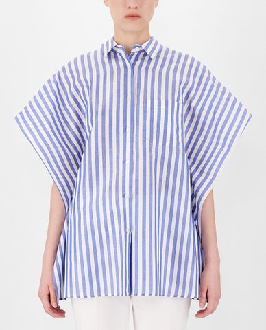  WEEKEND MAX MARA - Áo sơ mi nữ cánh dơi kẻ sọc Linen And Cotton Fabric 