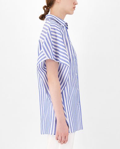  WEEKEND MAX MARA - Áo sơ mi nữ cánh dơi kẻ sọc Linen And Cotton Fabric 