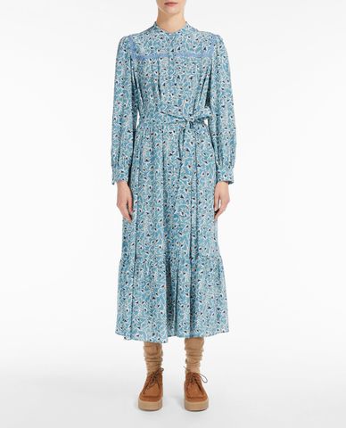  WEEKEND MAX MARA - Đầm midi sơ mi tay dài cột eo Silk Crepe De Chine 