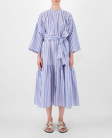  WEEKEND MAX MARA - Đầm midi phom suông kẻ sọc thời trang Linen And Cotton Fabric 