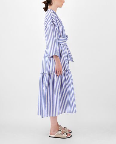  WEEKEND MAX MARA - Đầm midi phom suông kẻ sọc thời trang Linen And Cotton Fabric 