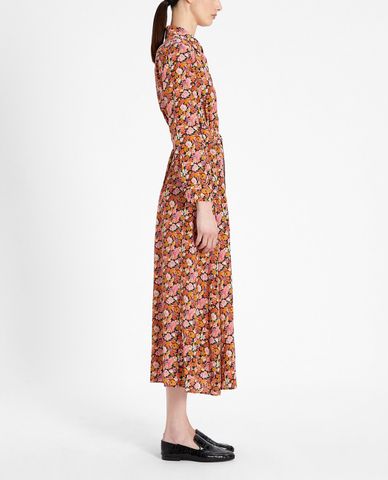  WEEKEND MAX MARA - Đầm midi tay dài cổ bẻ in hoa Silk Crepe De Chine 