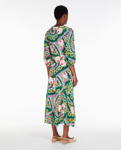  WEEKEND MAX MARA - Đầm xếp li midi cổ tròn tay lửng Jupiter 