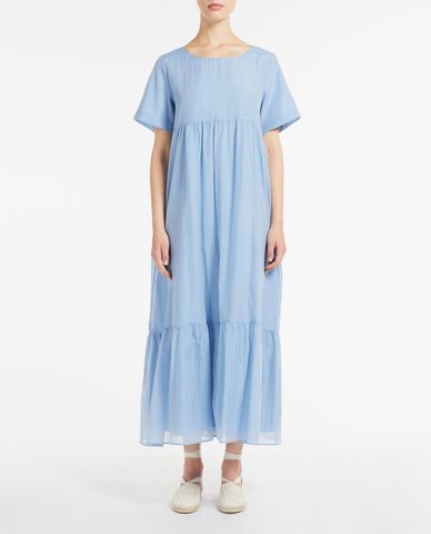  WEEKEND MAX MARA - Đầm maxi ngắn tay cổ tròn xếp li David 