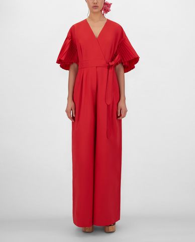  WEEKEND MAX MARA - Jumpsuits nữ tay ngắn xếp li Cotton Blend Micro Twill 