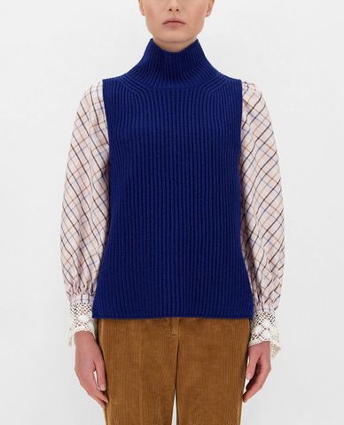  WEEKEND MAX MARA - Áo sweater nữ sát nách cổ lọ Wool Yarn 