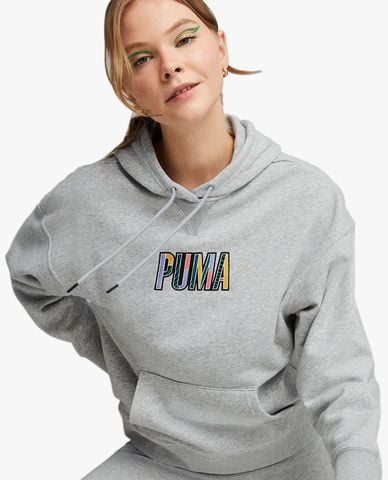  PUMA - Áo hoodie nữ giới tay lâu năm phối nón SWxP Graphic 
