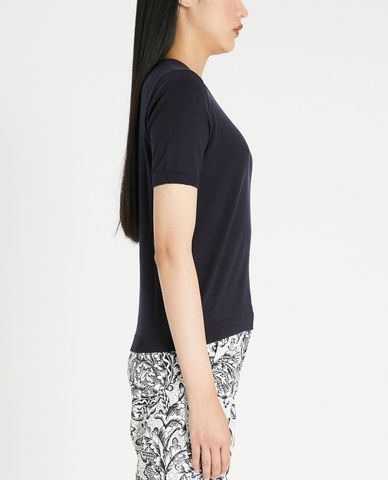  WEEKEND MAX MARA - Áo sweater nữ tay ngắn cổ tròn thời trang Silk & Cotton 