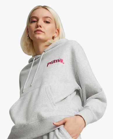  PUMA - Áo hoodie nữ tay dài phối mũ Team 