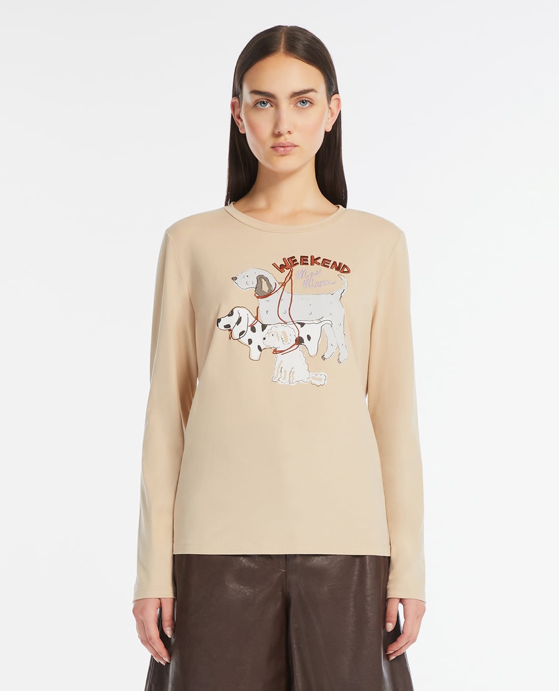 WEEKEND MAX MARA - Áo sweater tay dài cổ tròn in hoạ tiết Opaco