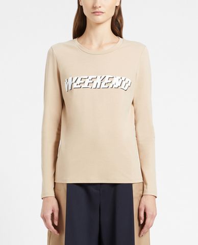  WEEKEND MAX MARA - Áo thun nữ cổ tròn tay dài thời trang 