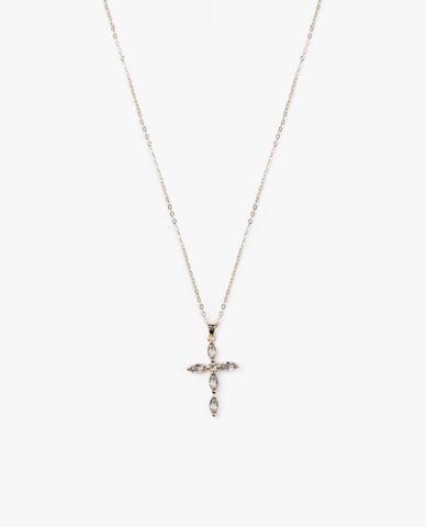  CECI - Vòng cổ nữ sợi mảnh phối mặt hình thánh giá đính đá thời trang 