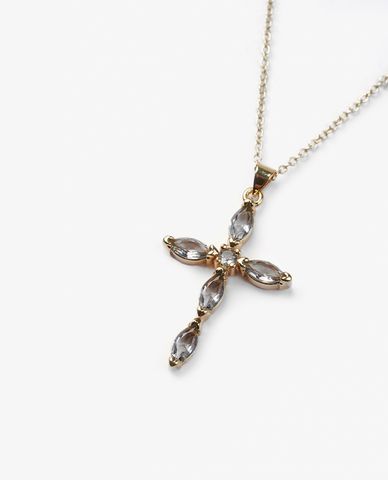  CECI - Vòng cổ nữ sợi mảnh phối mặt hình thánh giá đính đá thời trang 