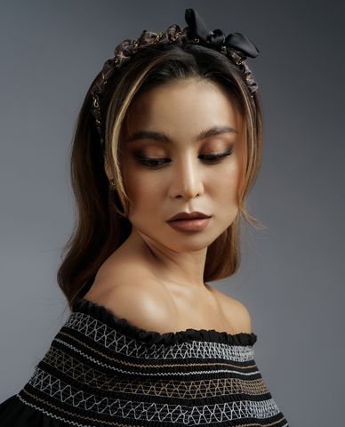  CECI - Băng đô cài tóc nữ bọc vải phối nơ nữ tính 