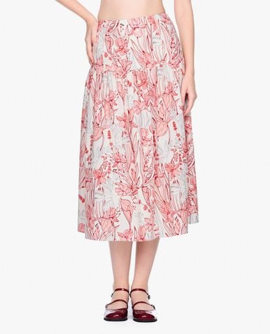  GIGI - Chân váy chữ A midi phối họa tiết hoa thời trang 