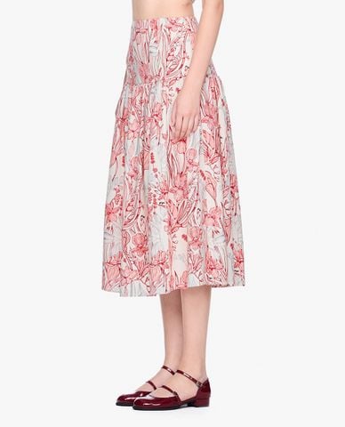  GIGI - Chân váy chữ A midi phối họa tiết hoa thời trang 