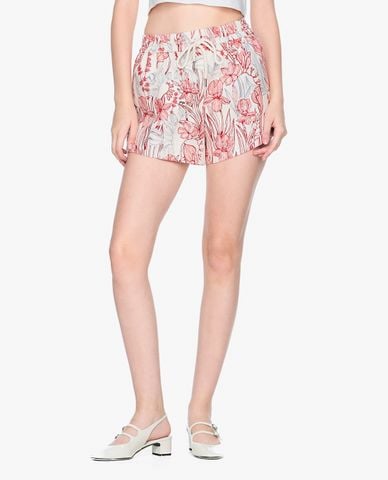 GIGI - Quần short nữ ống rộng lưng thun in hoa trẻ trung 