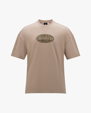  SKECHERS - Áo thun nam cổ tròn tay ngắn phối logo 