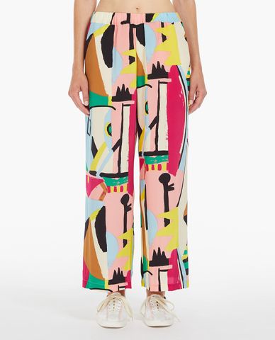  WEEKEND MAX MARA - Quần ống rộng lưng thun phối hoạ tiết Gradara 