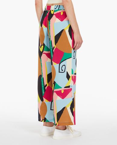  WEEKEND MAX MARA - Quần ống rộng lưng thun phối hoạ tiết Gradara 