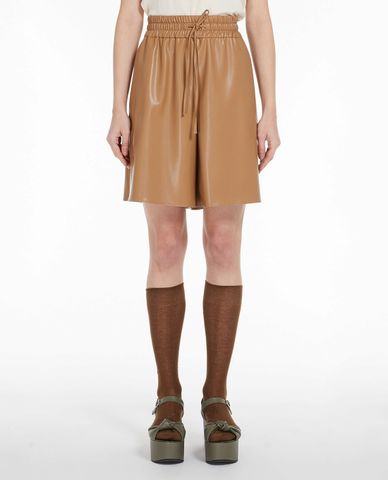  WEEKEND MAX MARA - Quần short da nữ ống rộng lưng thun Piera 