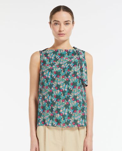  WEEKEND MAX MARA - Áo sát nách phối hoạ tiết Crepe de Chine 