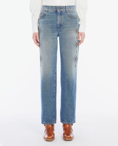  WEEKEND MAX MARA - Quần jeans nữ ống đứng đính đá Gatti 