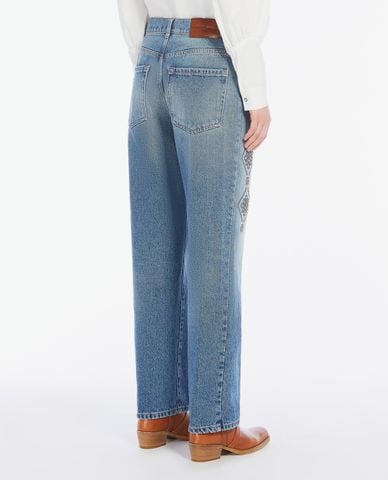  WEEKEND MAX MARA - Quần jeans nữ ống đứng đính đá Gatti 