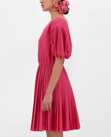  WEEKEND MAX MARA - Đầm mini xếp li tay ngắn phồng nhẹ thời trang 