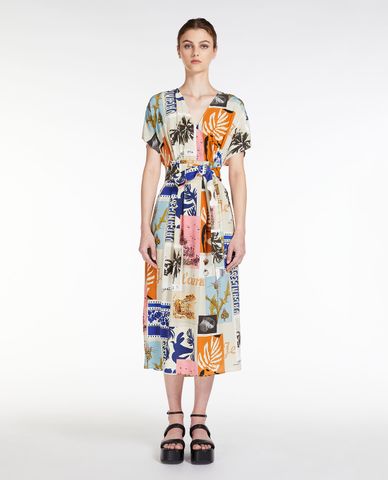  WEEKEND MAX MARA - Đầm midi tay ngắn cổ V Cursore 