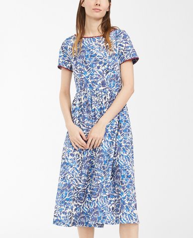  WEEKEND MAX MARA - Đầm midi cổ tròn tay ngắn phối hoa văn thời trang 