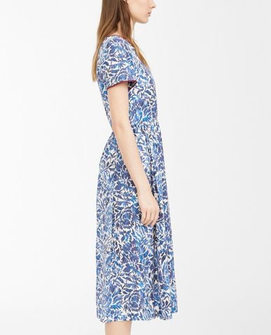  WEEKEND MAX MARA - Đầm midi cổ tròn tay ngắn phối hoa văn thời trang 