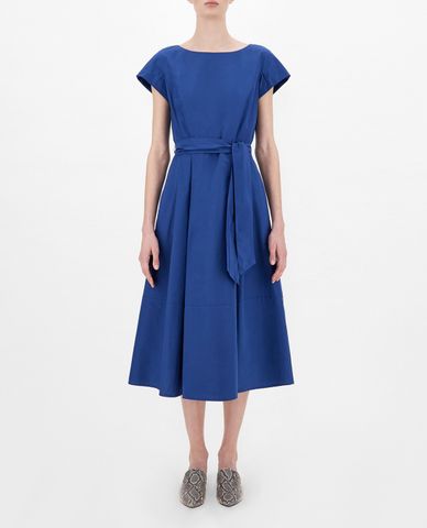  WEEKEND MAX MARA - Đầm midi cổ tròn tay ngắn xếp li Cotton Blend Taffeta 