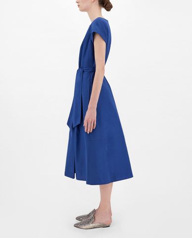  WEEKEND MAX MARA - Đầm midi cổ tròn tay ngắn xếp li Cotton Blend Taffeta 