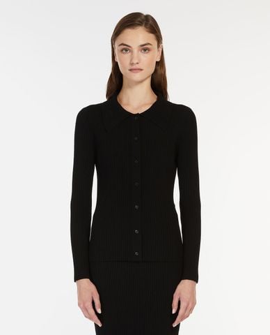  WEEKEND MAX MARA - Áo dệt kim cổ bẻ tay dài phối nút Papiro 